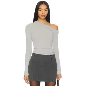 Lovers and Friends Katalina Off The Shoulder Sweater in Light Grey