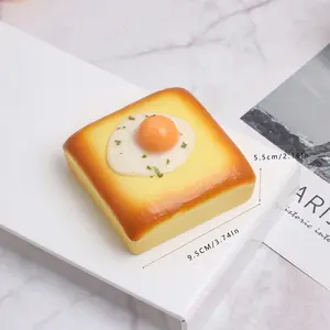 1pc Soft Slow Rebound Bread Food Prop Toast Egg Cake Soft Spongy Bread Fried Egg PU Material Model