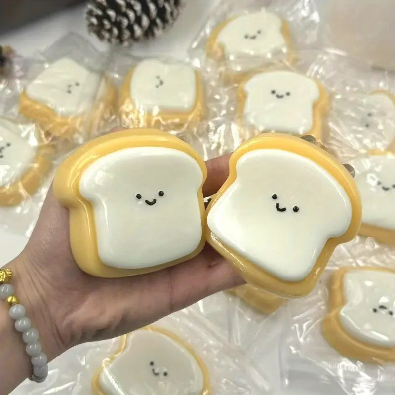 [Taba Squishy Toast Toys] Taba Squishy Toast Toys, Kawaii Stress Relief Fidget Sensory Toys, Soft Squeeze Gifts for Children, Teens, and Adults (Toast Pinch) - perfect for working, studying and relaxing Halloween/Birthday, Fidget Sensory Toy