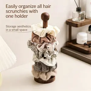 Wooden Hair Scrunchies Storage Rack Organizer Holder, Simple Design Nail Accessory Display Stand, Durable & Practical Solution