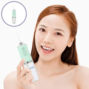 Electric Set USB Rechargeable Teeth Flusher Teeth Cleaner Portable Dental Water Floser, Professional Oral Irrigator 220ml With 3 Modes For Tooth Cleaning And 4 Replacement Nozzles With 360° Rotation, IPX7 Waterproof, For Travel, Home(Green)