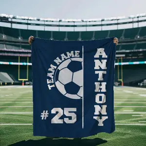 Personalized 2026 Soccer Blanket: Custom Name & Number, Soccer Player and Lover Minky Sherpa Throw