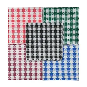 Checkered Vinyl Round Tablecloth with Flannel Backing for Restaurants, Picnics, Bistros, Indoor and Outdoor Dining