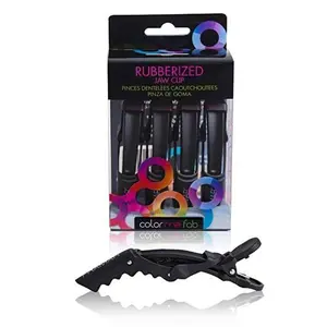 Color Me Fab Framar Rubberized Jaw Clip - Black, Non-Slip Grip, Expandable Section, Rustproof Springs, 4 Clips per Pack