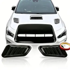 Universal Car intake hood vent&side fender vents，cover decorative ABS fake air vent modification intake,Car Air Flow Intake Hood Scoop Vent Bonnet Cover, Accessory 3D Shark Gill Side Fender Vent 2PCS,caraccessories