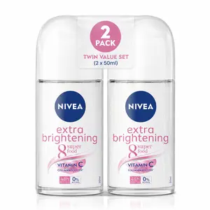 NIVEA Women's Roll-On Deodorant Extra Brightening 2-Pack with Vitamin C (1.7oz/50ml) - 48H Protection, Alcohol-Free, Beauty Products, Body Care Antiperspirant Roll On Cosmetic