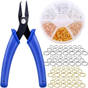 700Pcs Small Split Ring with Split Ring Pliers,Double Closed Jump Rings,Craft Jump Loops Opener for Necklaces and Bracelets,Split Rings for Jewelry Making,Hand Tools Kits