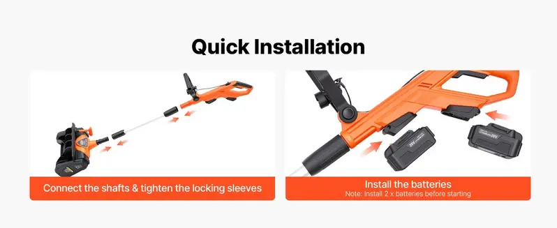 VEVOR Electric Snow Shovel 40V 13.5" Battery-Powered Cordless Snow Blower, for Driveway Patio Deck, Includes 2 x 4Ah Batteries & Charger, 20 ft Throw Distance, 60&deg; Chute, LED Light, Adjustable Handle,toolupgrade