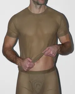 Sheer Crew Neck T-Shirt Dark Nude