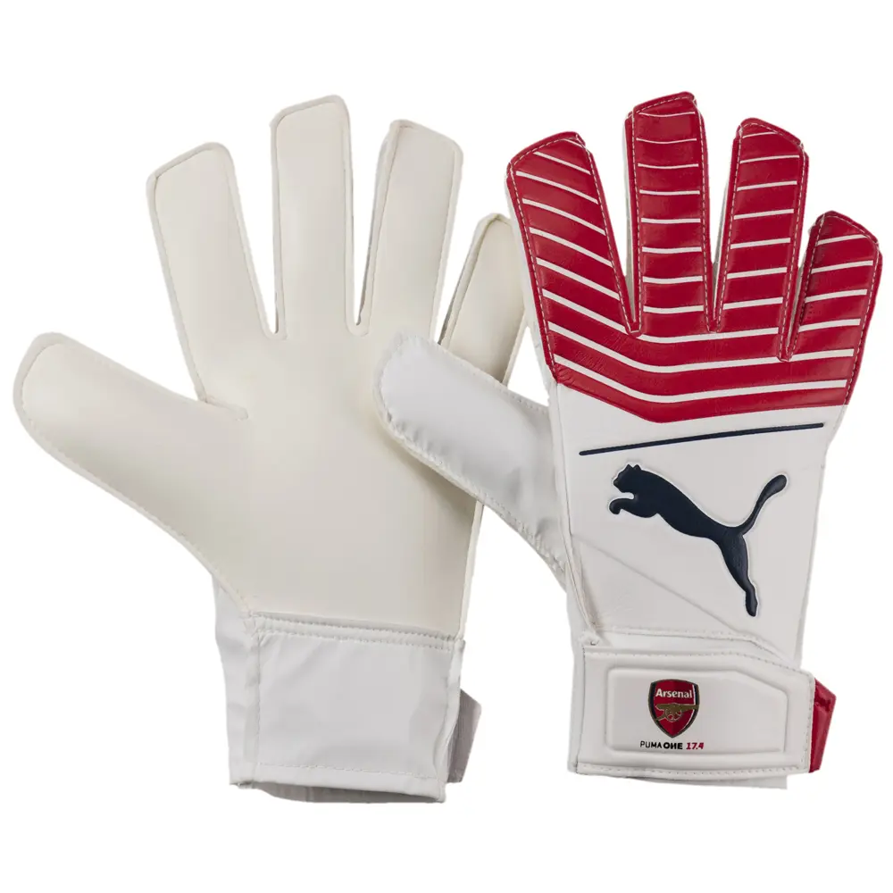 PUMA Mens Arsenal One Grip 17.4 Goalkepper Gloves Soccer Cleats - Red, White PUMA Mens Arsenal One Grip 17.4 Goalkepper Gloves Soccer Cleats - Red, White