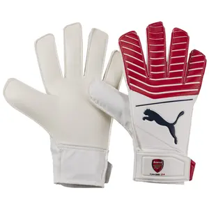 PUMA Mens Arsenal One Grip 17.4 Goalkepper Gloves Soccer Cleats  - Red, White