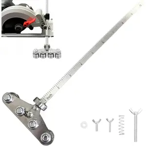 24in Adjustable Circular Saw Guide Rail Stainless Steel Positioning Calipers for Rip Cut Woodworking Positioning Cutting