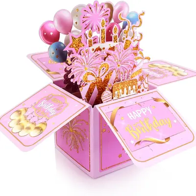 Aazon.co : FITITE Birthday Cards, Usical Pop Up Happy Birthday Card With Light And Blowable