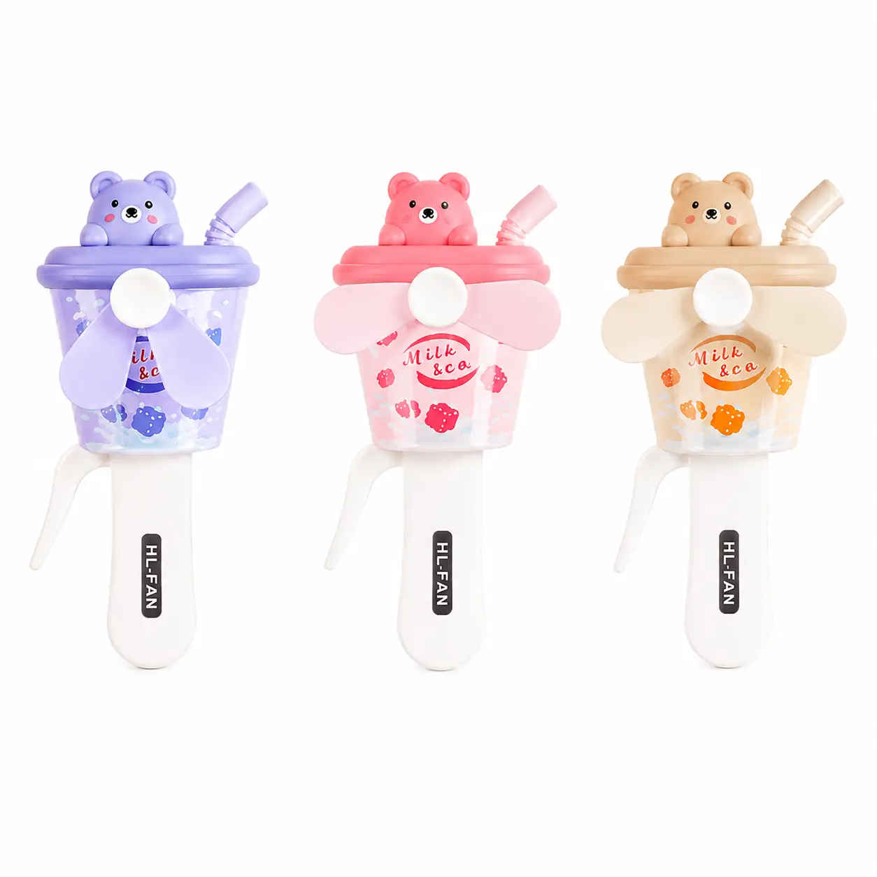 Cute Boba Milk Tea Cup Handheld Mini Fan | Manual Hand Press Portable Fan No Battery Needed | Kawaii Summer Cooling Fidget Toy for Kids and Teens