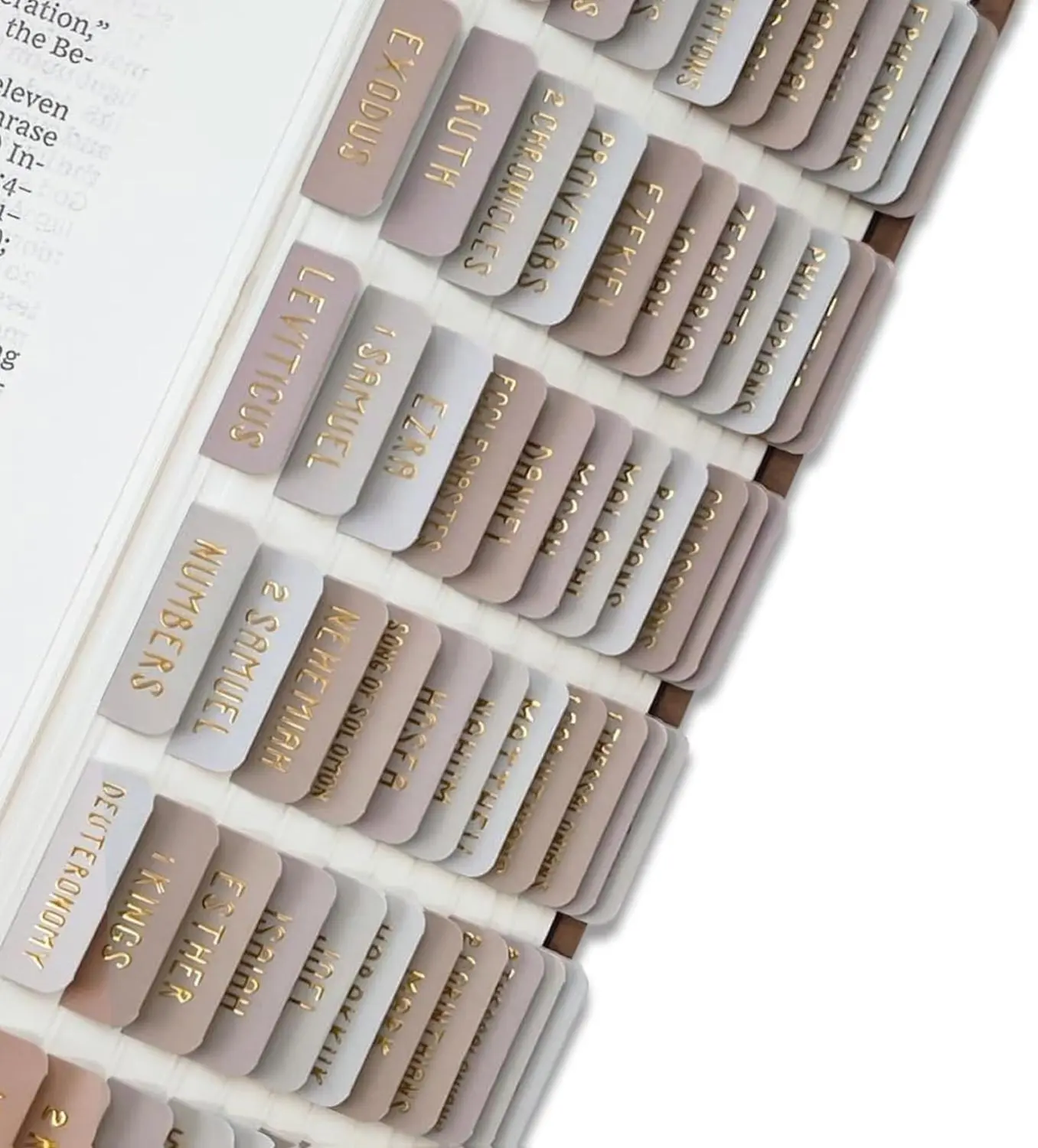 Laminated Bible Tabs for Women and Men, Bible Study Tabs, Bible Study Supplies, Large Print Bible Book Tabs for Women and Men, (Gold Foil Embossed Lettering) Bible Labels Index Tabs (Khaki)