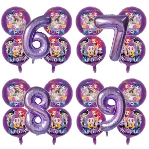 Party Supplies & Atmosphere Decor: Purple Holographic K-Pop Style Foil Balloons — Party Decoration Aluminum Balloons