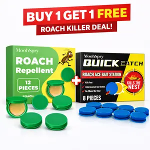 （Buy one, get one free）ROACH ACE BAIT STATION 12 Month Roach Killing Bait, Small Roach Bait Station, Child-Resistant, 8 Count