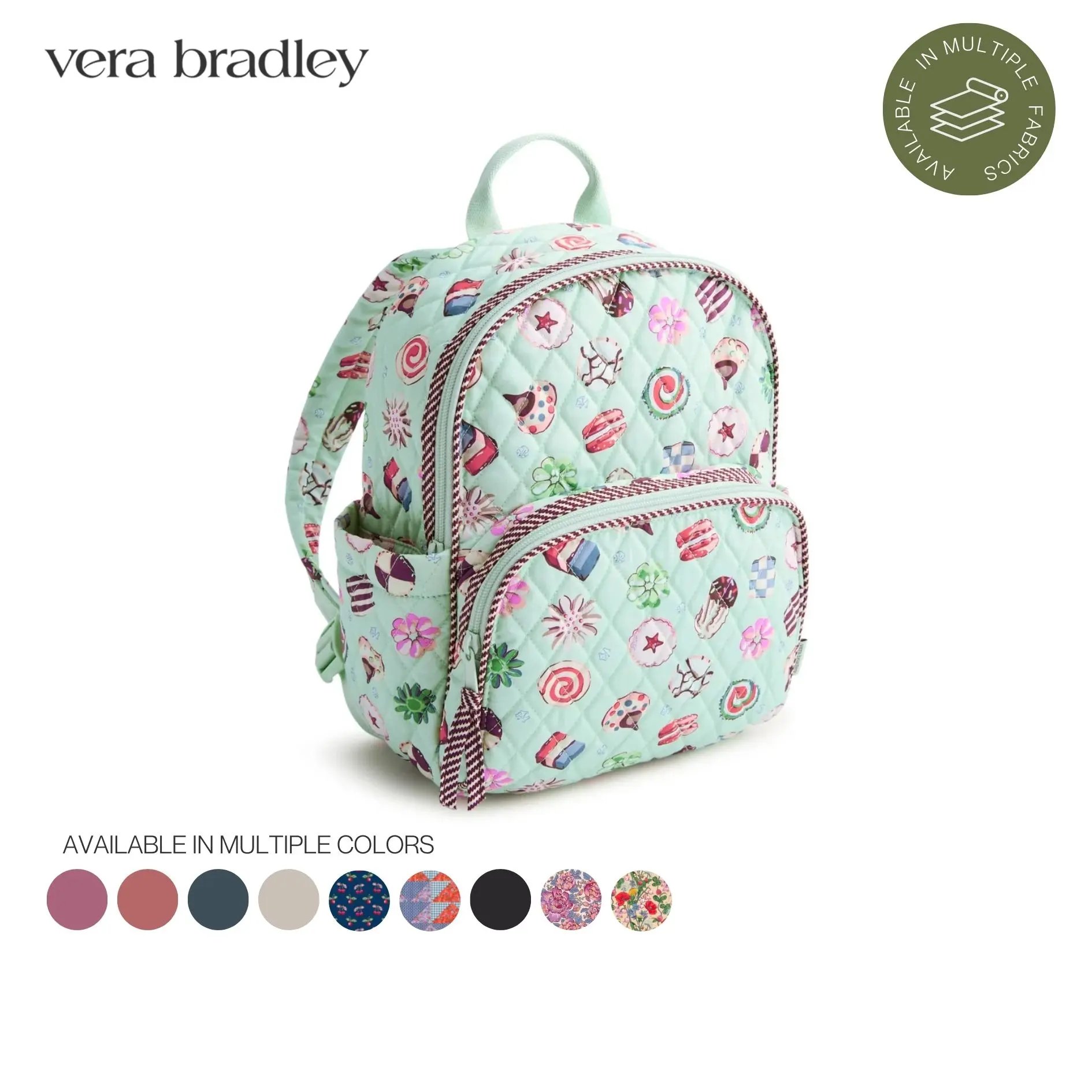 Vera Bradley Small Banbury Backpack, 9L Compact Backpack with Adjustable Straps