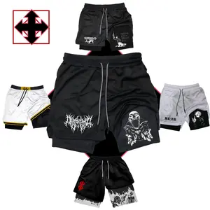 2-in-1 double-layer fitness shorts for men's summer slim fit quick drying breathable shorts for men's sports and fitness 5 models