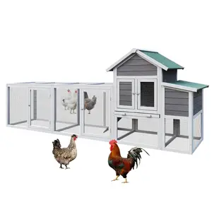 122" Large Chicken Coop with Waterproof Asphalt Roof & Nesting Box, Outdoor Hen House with Sliding Tray & Ramp for 2-6 Chickens, Solid Wood Hutch Small Animal Cages
