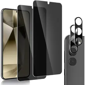Compatible for Samsung Galaxy S26/S26 Plus/S26 Ultra/S24 Plus Privacy Screen Protector Tempered Glass with Camera Lens Protector Anti-Spy, Anti-Fingerprint, High Clarity, Bubble Free Screen Cover (2+2 Pack), High Hard...