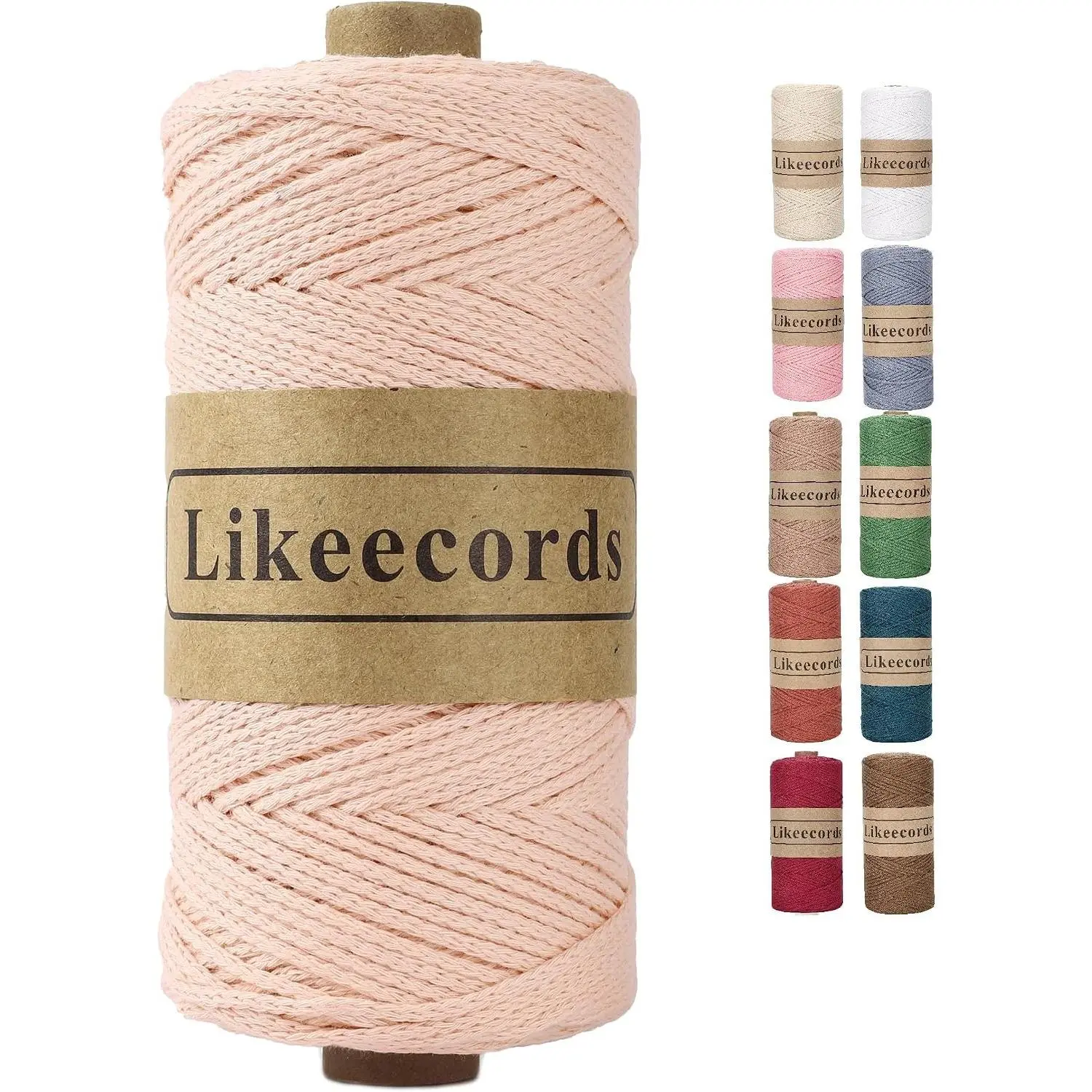 Likeecords 100% Cotton Crochet Bag Cord 2mm 170m Macrame Cord 2mm Crochet Yarn Macrame Rope Gift for Knitter (Lotus Pink) Gift