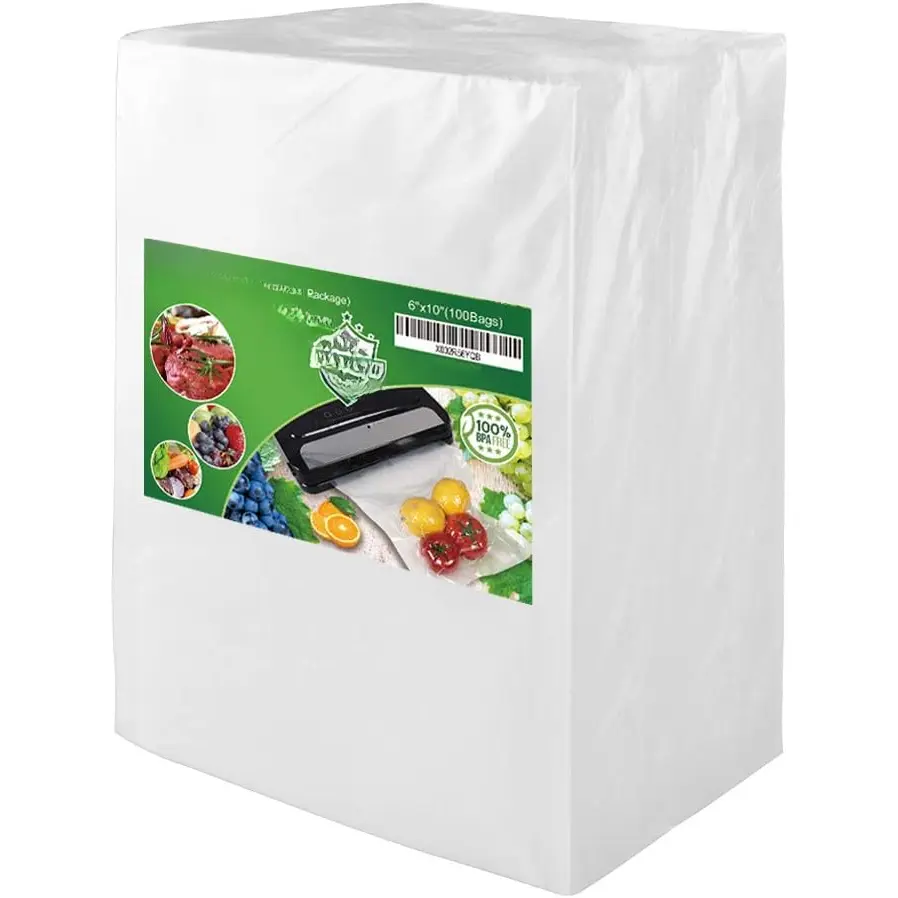 100 Pint 6X10 Vacuum  Sealer Bags with  and Heavy Duty,Commercial Grade Vacuum Sealer Freezer Bags Compatible with Any Type Vacuum Sealer Machine