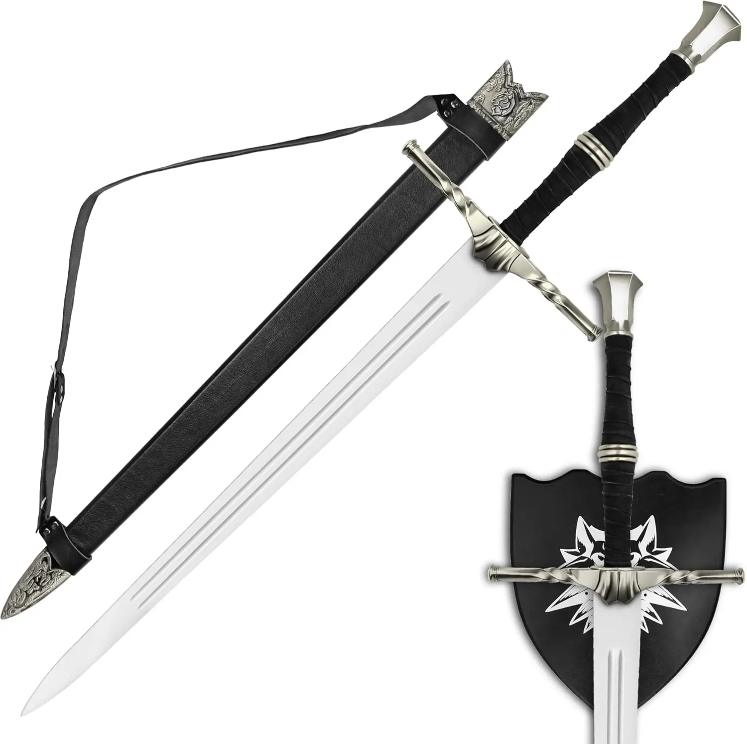 49” Medieval Fantasy Knight Sword Replica - Display Prop with Scabbard, Ideal for Cosplay, Gift-Giving, Home Hanging Decor