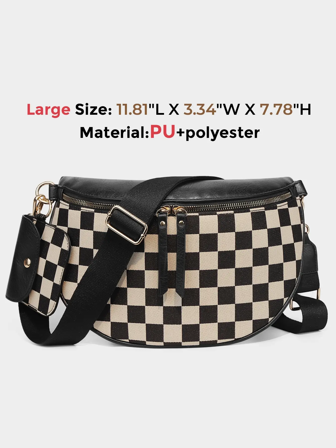 Large - Checked Black (PU)