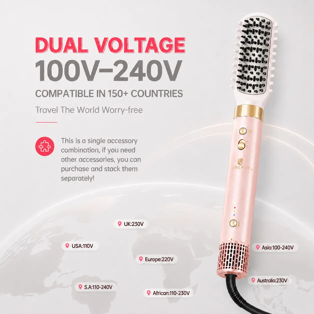 webeauty Professional Straightening Brush | Customizable Hair Styling Tool with Interchangeable Attachments | High-Speed Ceramic Heated Brush for Sleek, Smooth Hair, Frizz Control & Effortless Styling