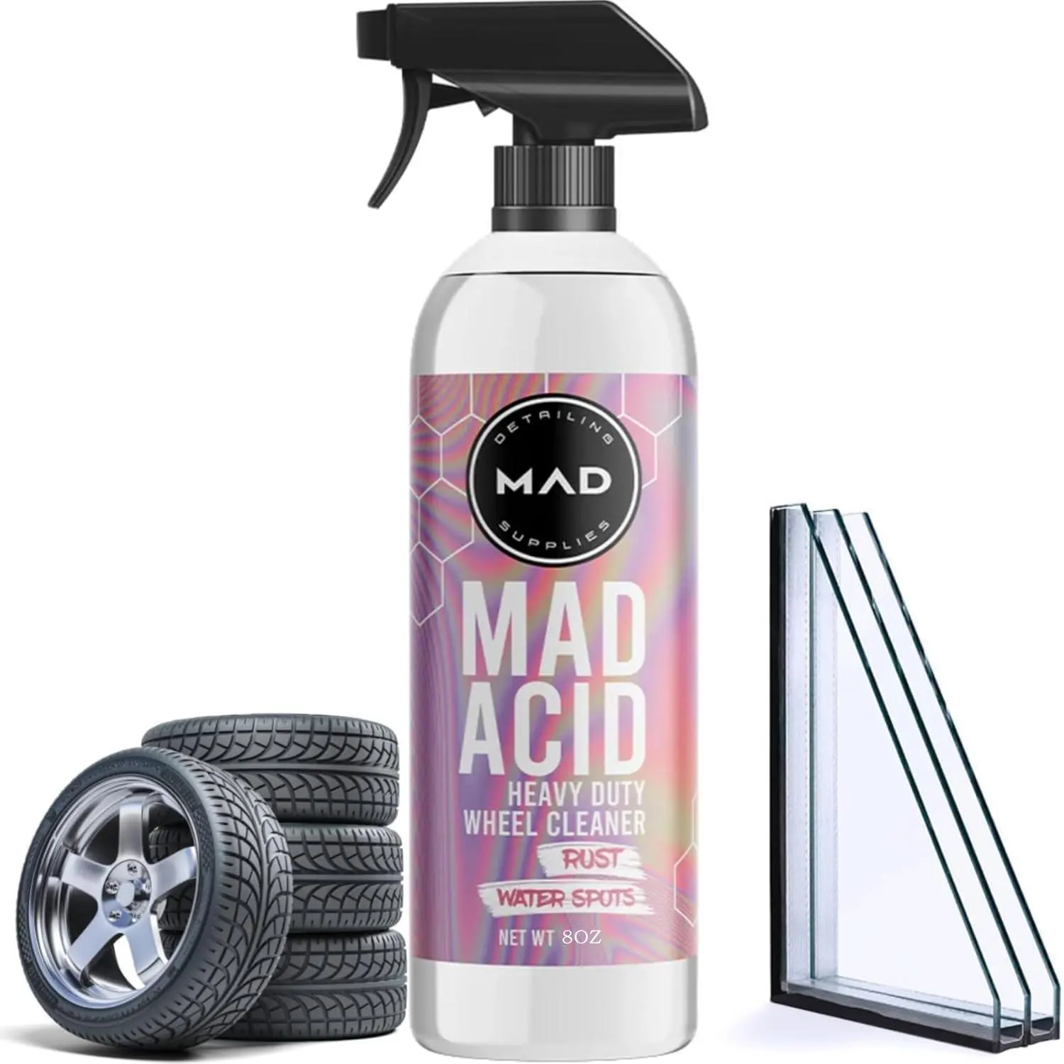 Mad Acid Glass Cleaner, Rust Remover for Car Wheel, Car Wheel Cleaner, Professional Car Cleaning & Care Product, Car Wash Accessories, Tough Grime, Multifunctional