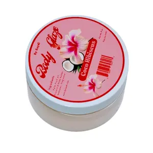 Saydi Coconut Hibiscus Scented Organic Body Glaze with Palm Fruit Oil & Jojoba Oil for Soft Glossy Skin 8oz Anti-Aging Formula