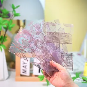 Office Classification Transparent Plastic Dividers, A5/a6 PVC 6-Hole Gold Foil Thick Index Pages, Durable Reusable Multi-Color Office Stationery Supplies