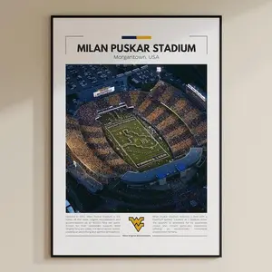 Milan Puskar Stadium Print West Virginia Mountaineers Poster Vintage Print Collage Football Printable Wall Art Travel Print