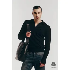 Merino Polo in Black