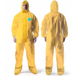 Chemical Protection Coveralls, Hazmat Suits, Sealed Seam Chemical Protection Suits with Attached Boots and Hood