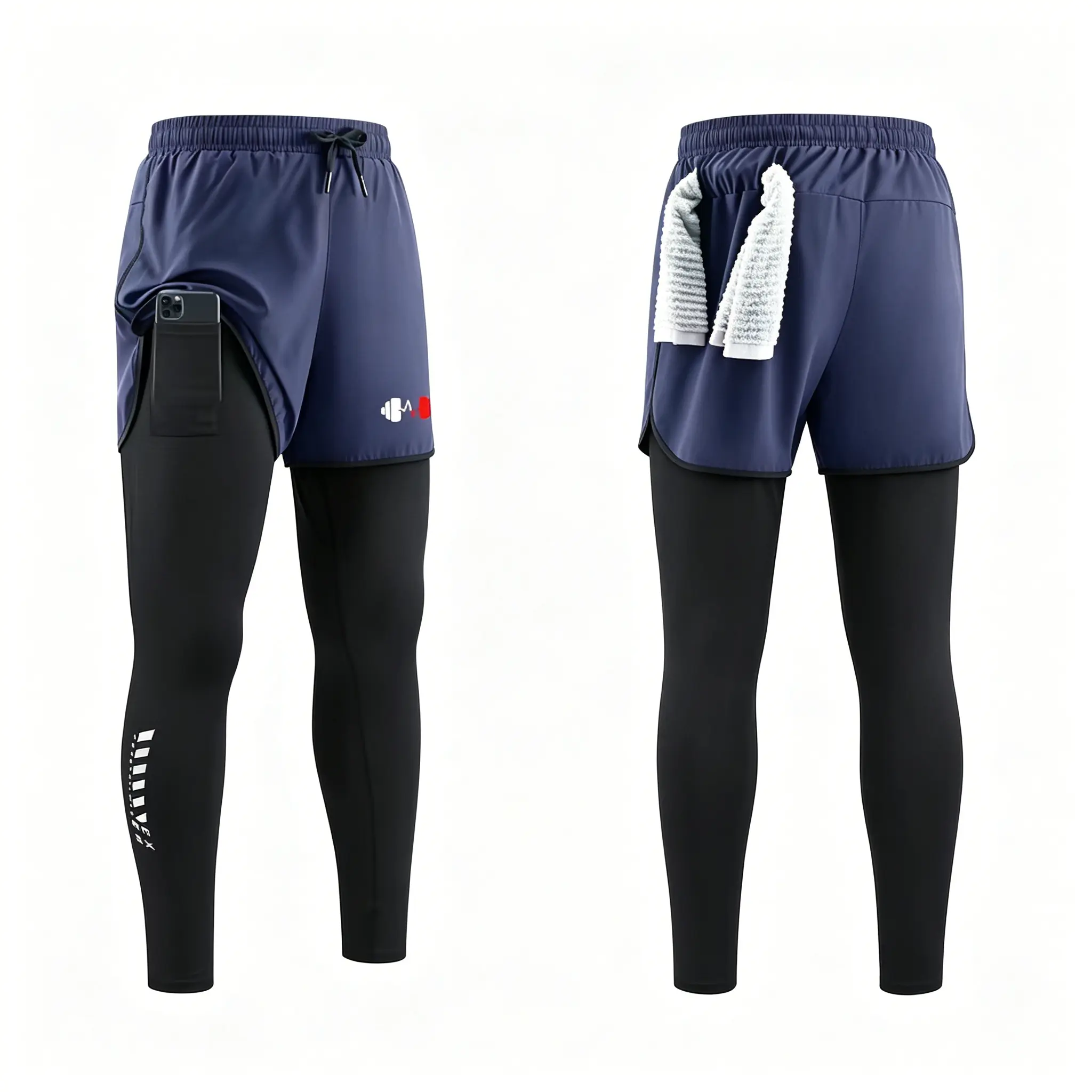 Men’s One-Piece Faux 2-in-1 Athletic Shorts – High Elastic, Breathable & Quick-Dry Gym Shorts