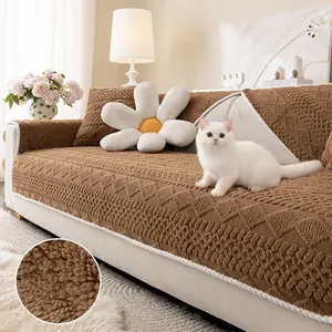 Sofa cover 1pc thick plush sofa cushion, pure color simple modern style, exquisite pattern suitable for all seasons, pet friendly, scratch resistant and machine washable, Soft Sofa Protector, bedroom, office, living room home decoration Sofa slipcover