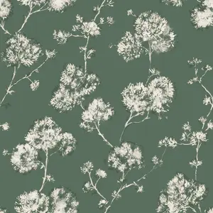 Sage Green Bleached Floral Peel and Stick Wallpaper, 17.8" W x 9' L