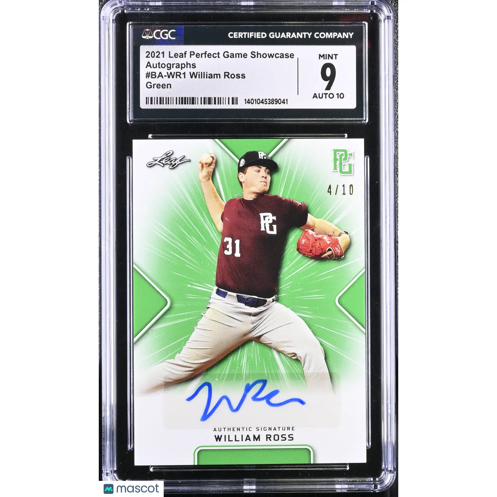 William Ross CGC 2021 Perfect Game Showcase #BA WR1 Green 4/10 Baseball 9