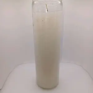 White Candle in Clear Glass Container Ideal for Vodou Pray Rituals and Ceremonies
