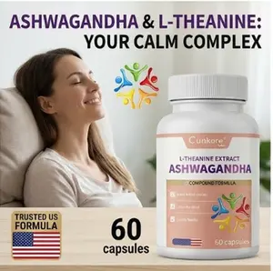 Cunkore Ashwagandha & Magnesium Glycinate Compound - 8-in-1 Synergistic Formula with L-Theanine & 5-HTP - Support Mental Clarity & Relaxation - Non-GMO Nighttime Supplement