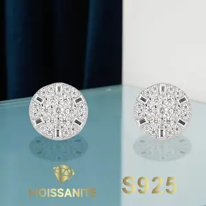 1 Pair Of 925 Sterling Silver 0.48ct Moissanite Round Stud Earrings In A Timeless Elegance Style - Perfect For Dates, Weddings And Everyday Glamour, Comes With A Beautiful Gift Box