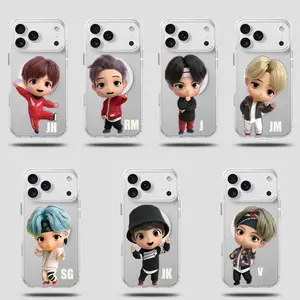 Kawaii Boy Band Phone Case – Cute Cartoon Kpop Inspired Cover Compatible with iPhone 11, 12, 13, 14, 15, 16, 17 Plus Pro Pro Max