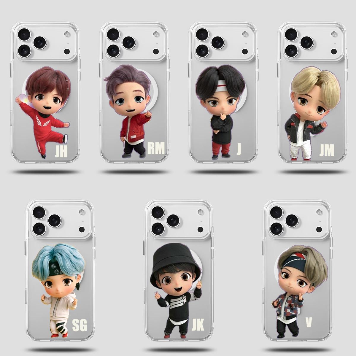 Kawaii Boy Band Phone Case – Cute Cartoon Kpop Inspired Cover Compatible with iPhone 11, 12, 13, 14, 15, 16, 17 Plus Pro Pro Max