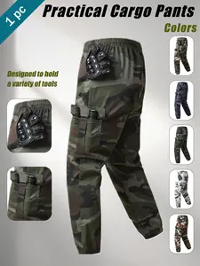 Men's Camo Cargo Pants, Loose Fit Outdoor Workwear, Multi-Pocket Design, Ultra-Practical, Easy Tool Storage, Casual Fashion, Fall Outfits, Camouflage Cargo Pants