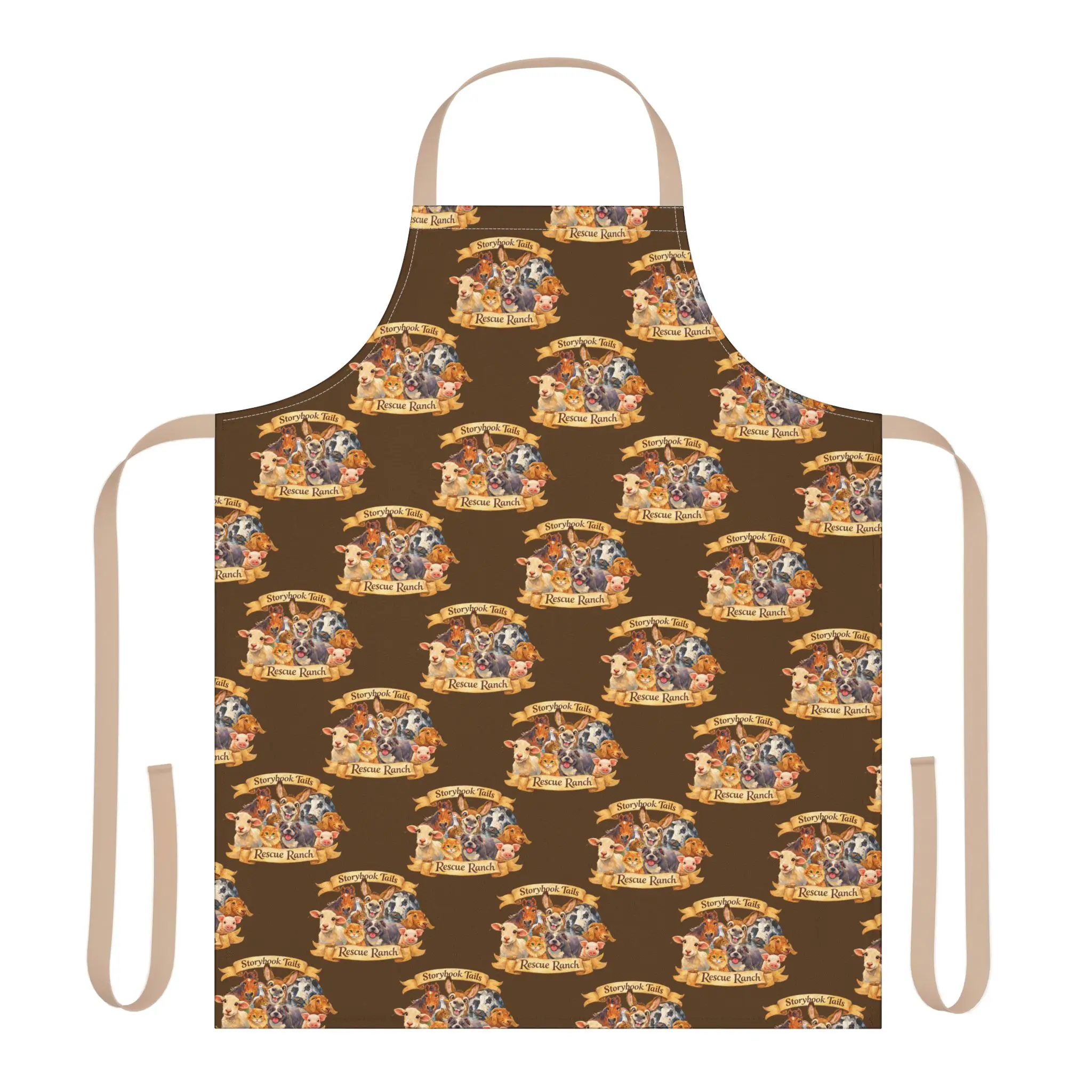 Rustic Rescue Ranch Pattern Apron | Brown Kitchen Cooking Apron
