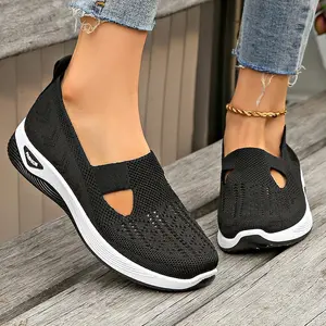 Women's Knit Slip On Cloth Shoes Soft Breathable Casual Walking Shoes Comfortable Non Slip Sole Lightweight Loafers for Women Daily Outings Fall Fashion Green