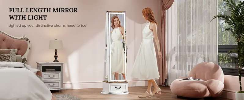 Miuvanity 5-in-1 360 Swivel Jewelry Cabinet with LED Light