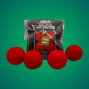 Magic Sponge Balls Set of 4 - 2 Inch Super Soft Red Sponge Balls for Amazing Magic Tricks - Made in USA